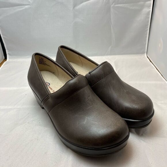 JBU Jambu Cordoba Shoes Brown Leather Memory Foam Comfort Clog Nursing 7.5M - Picture 1 of 6